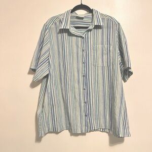 Alfred Dunner Blue Yellow Green Button Down Shirt Size 24W